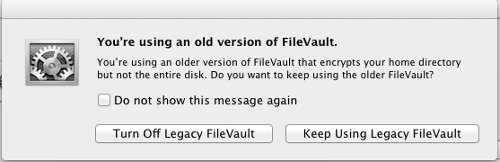 FileVault 2 upgrade option