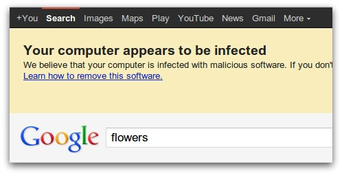 Google warning message