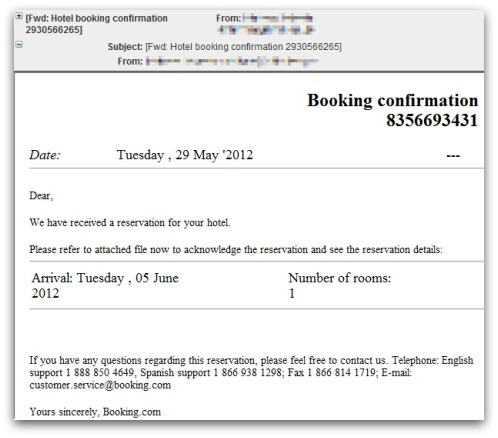 Hotel booking malware