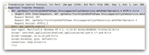Wireshark results