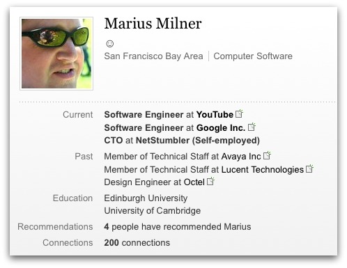Marius Milner's LinkedIn profile
