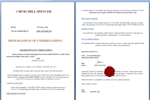 Legal document from Churchill Spencer