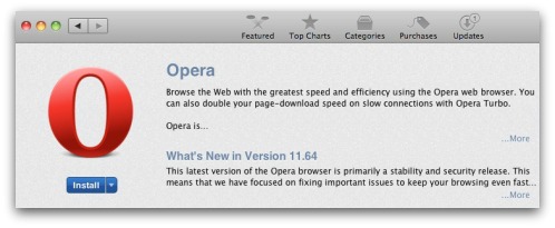An old and insecure version of Opera is being offered in the Mac App store
