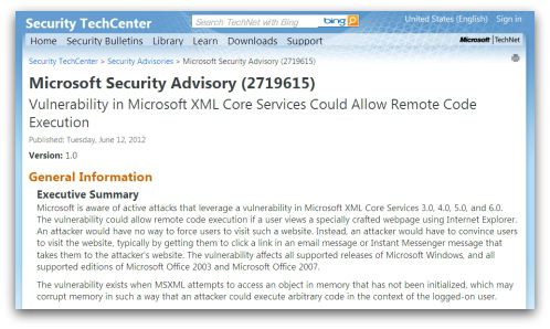 Microsoft security advisory