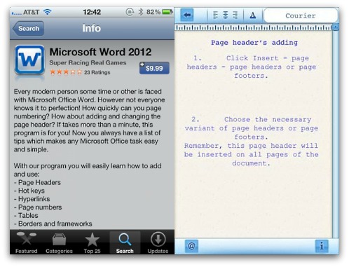 Bogus Microsoft Word 2012 app