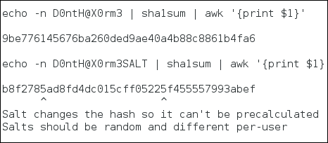 Password hash with salt example