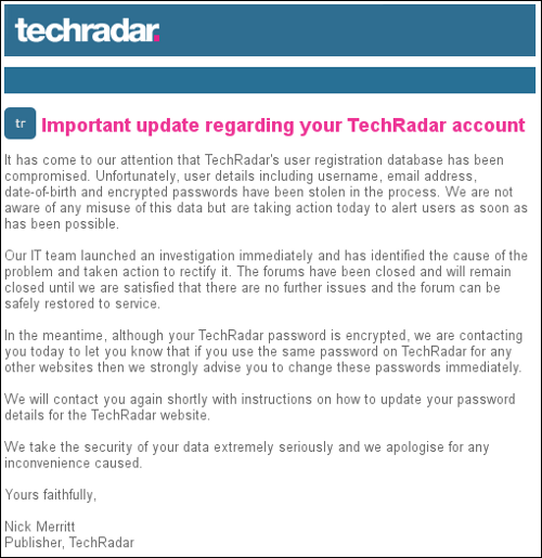 TechRadar notice
