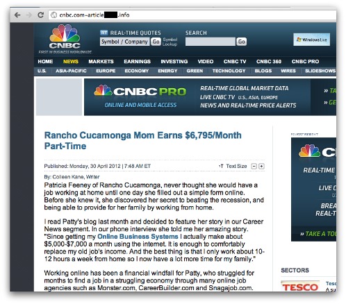 Fake CNBC news site
