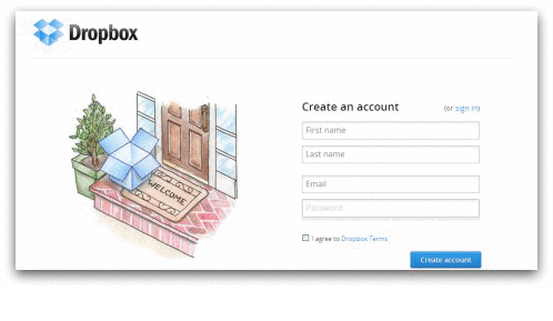 Animated gif of Dropbox login form