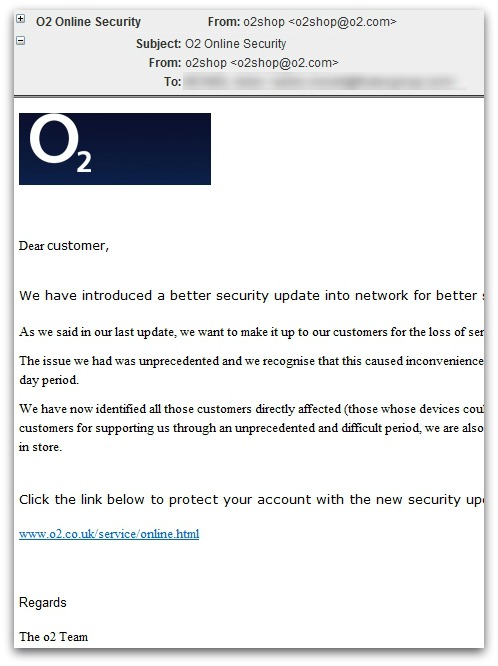 O2 phishing email. Click for larger version