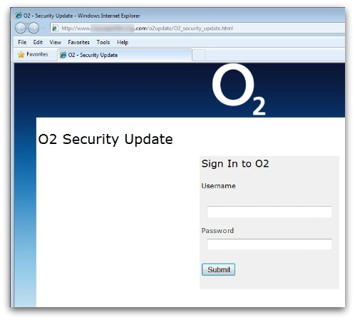 O2 phishing website