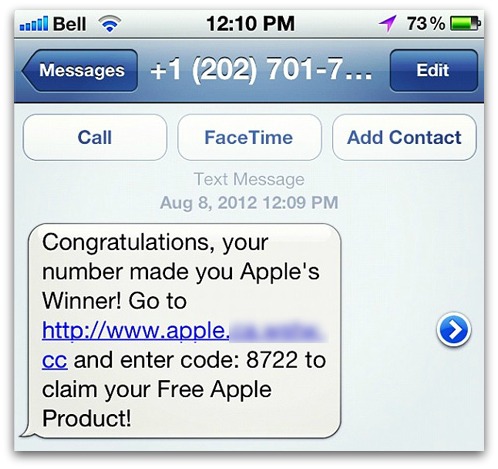 Apple text scam
