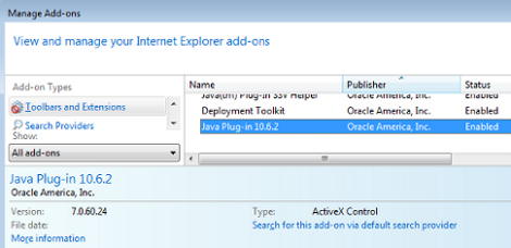 Disable IE Java plug-in