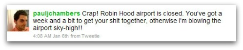 Tweet about Robin Hood airport