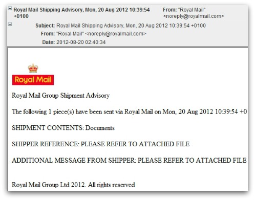Malware email. Click for larger version