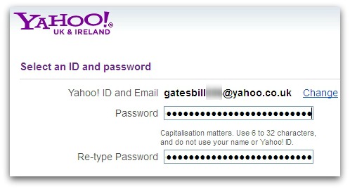 Yahoo maximum password length