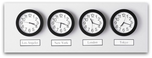 Timezone clocks. Image from Shutterstock