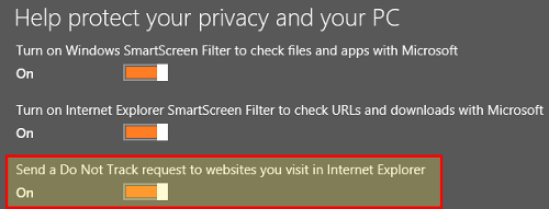 Windows 8 Customize privacy settings