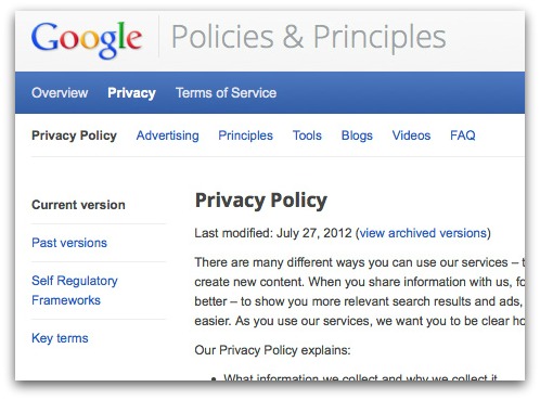Google Privacy Policy