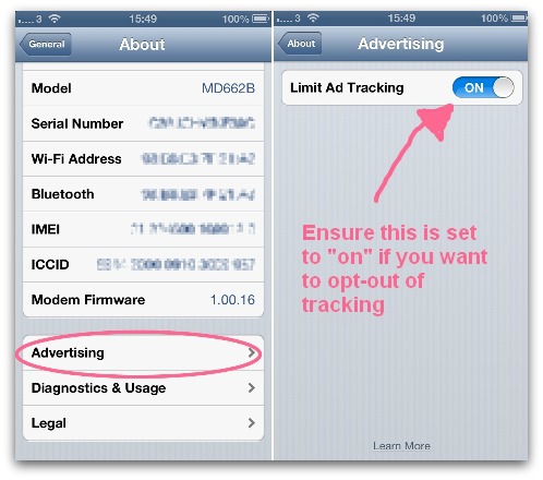 iOS settings