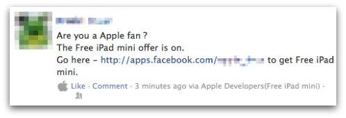 Free iPad Mini Facebook scam