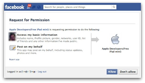 Free iPad Mini Facebook scam