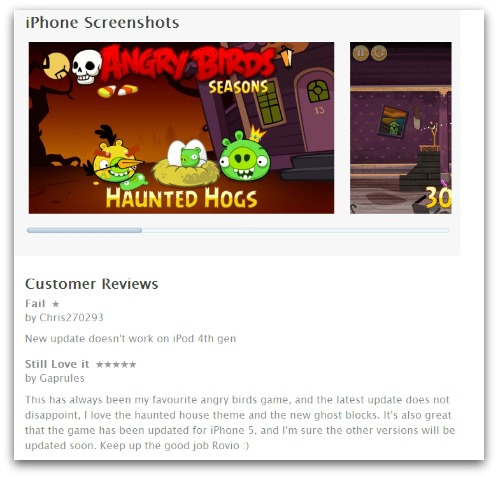 iTunes app store reviews, using pseudonyms