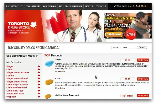 Toronto Drug Store website