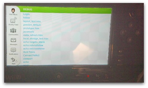 Debug menu on Wii U