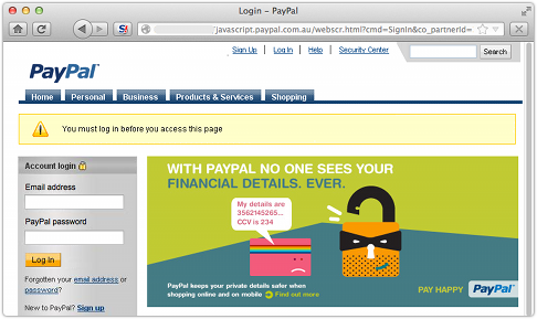 Paypal phishing site