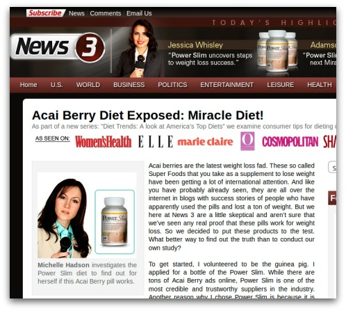Acai Berry diet website, promoted by spam