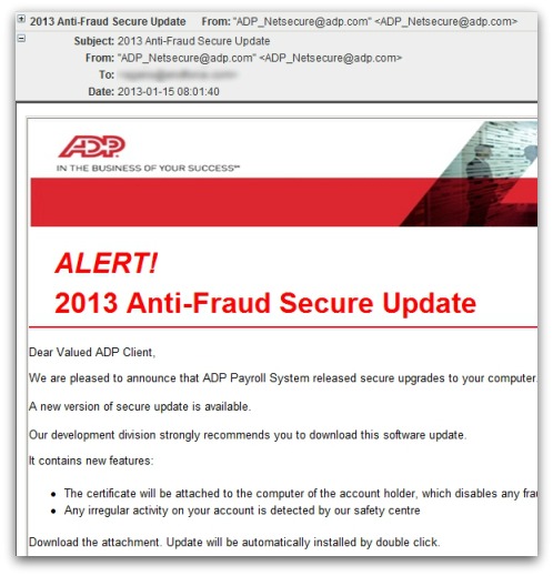 Example malicious email. Click for a full, larger version