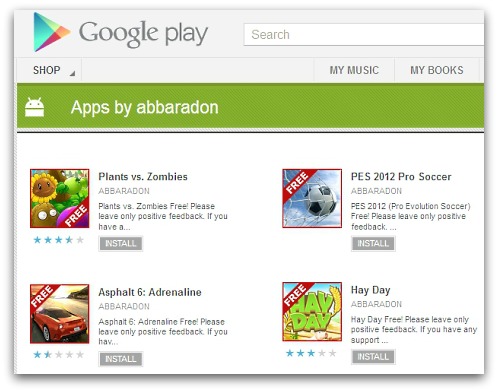 Some of the bogus apps in the Google Play store