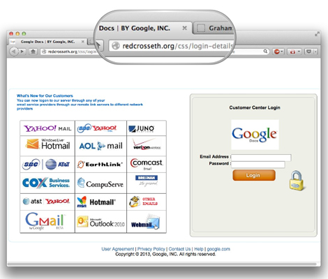 Google phishing webpage