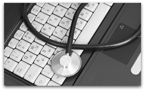 Computer with stethoscope. Image from Shutterstock