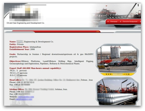 Infected Iranian oil website
