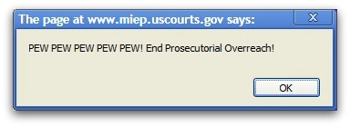 Message pops-up on US government website