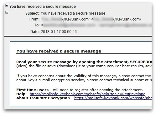 Malicious email. Click for a fuller version