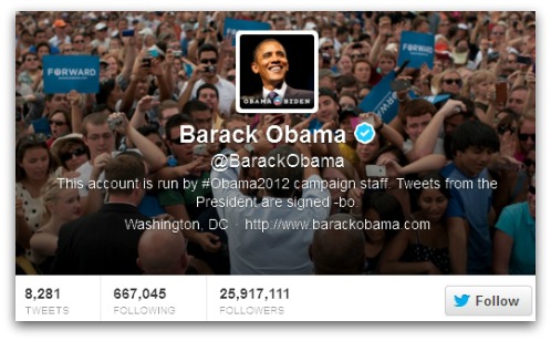 Barack Obama, verified on Twitter