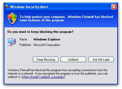 Windows firewall blocking the fake anti-virus
