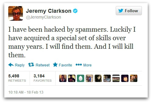 Tweet from Jeremy Clarkson