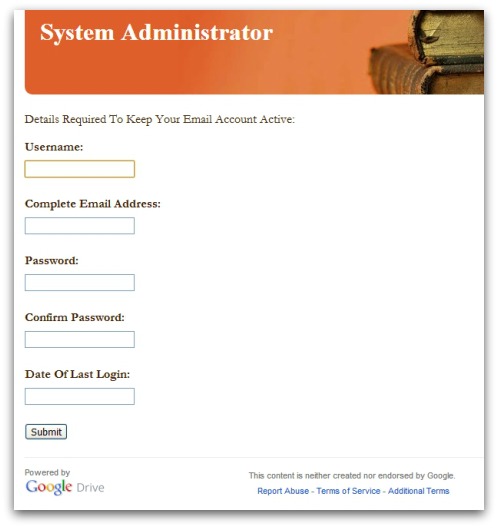 Google Docs phishing page