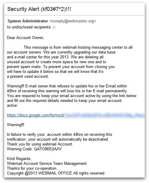 Phishing email