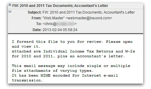 Tax email carrying malware