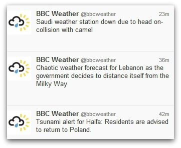Hijacked BBC Weather Twitter account
