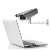 CCTV looking at a laptop. Image from Shutterstock