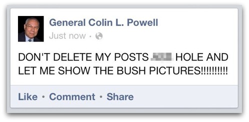 Colin Powell is Facebook hacked