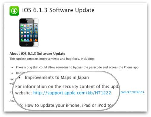 iOS 6.1.3 scant details