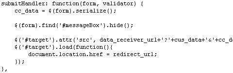 Hooking submission of billing form to send data back to attackers