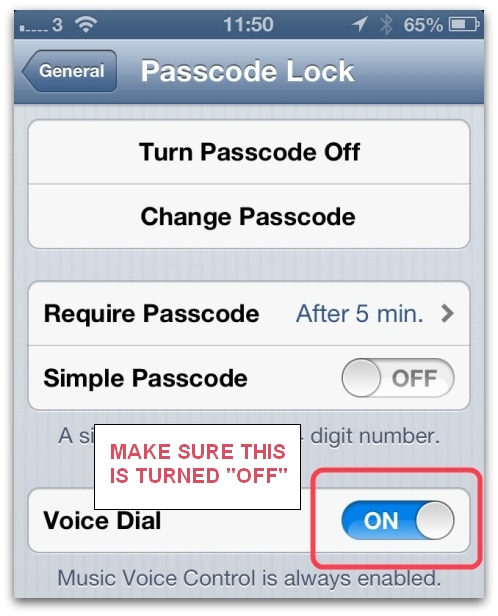 Disable the Voice Dial option